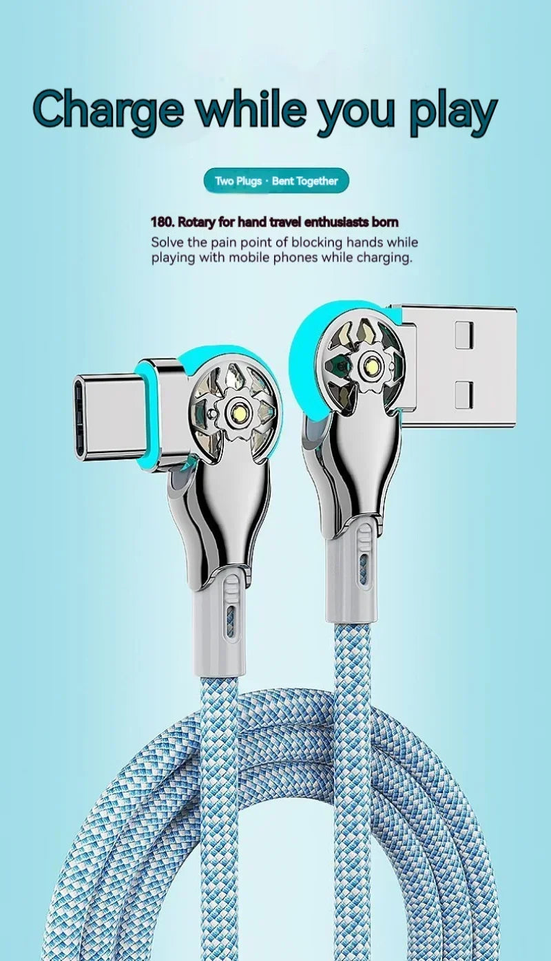 Fast Charge USB A to C Cable | 180 Degree Rotatable Durable Cord