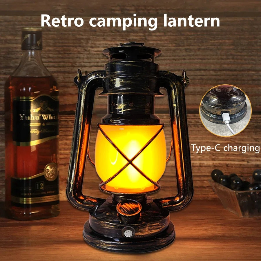 Linterna portátil vintage | Luz de camping recargable con 3 modos