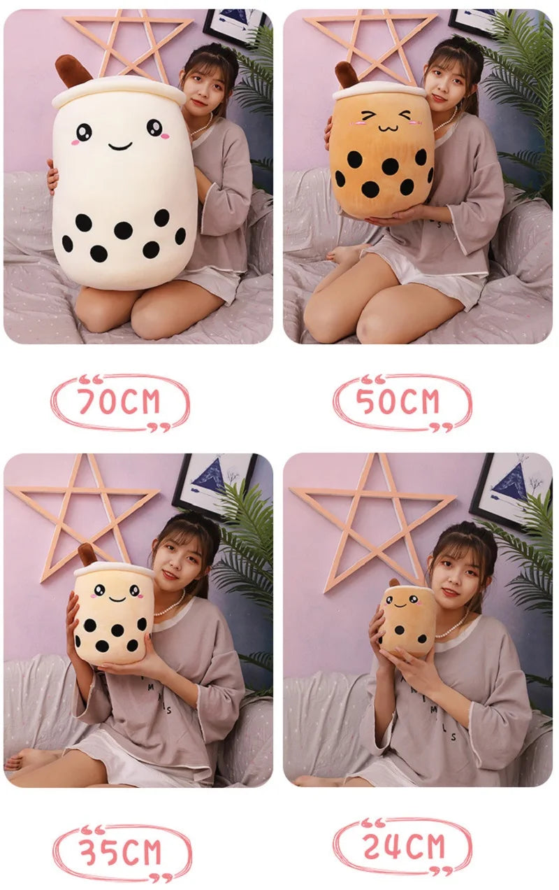 Large Milk Tea Plush Pillow | Adorable Stuffed Boba Toy for Kids