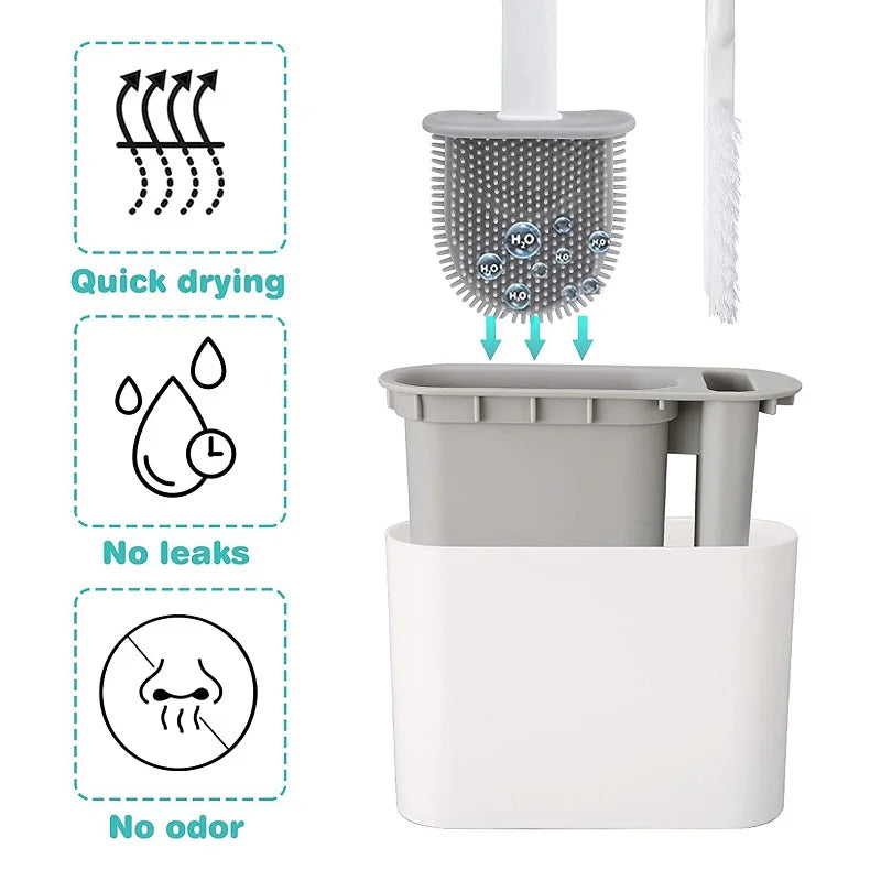 Wall Hanging Toilet Brush with Holder | Soft Bristles WC Cleaner