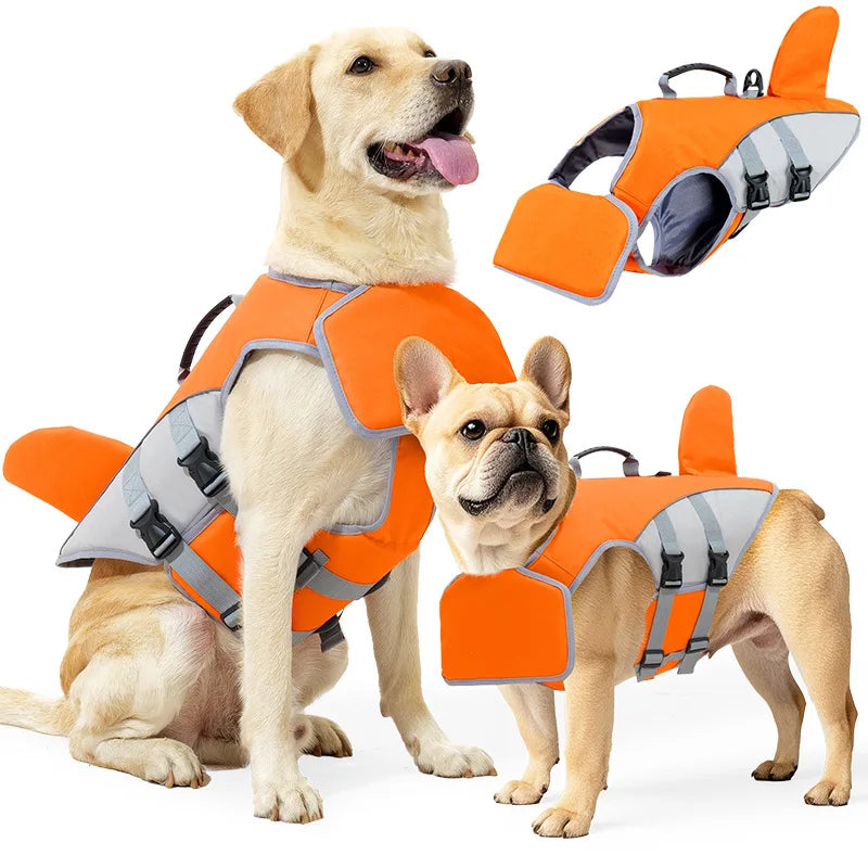 Chaleco salvavidas de aleta de tiburón para perros | Chaleco de natación ajustable para seguridad