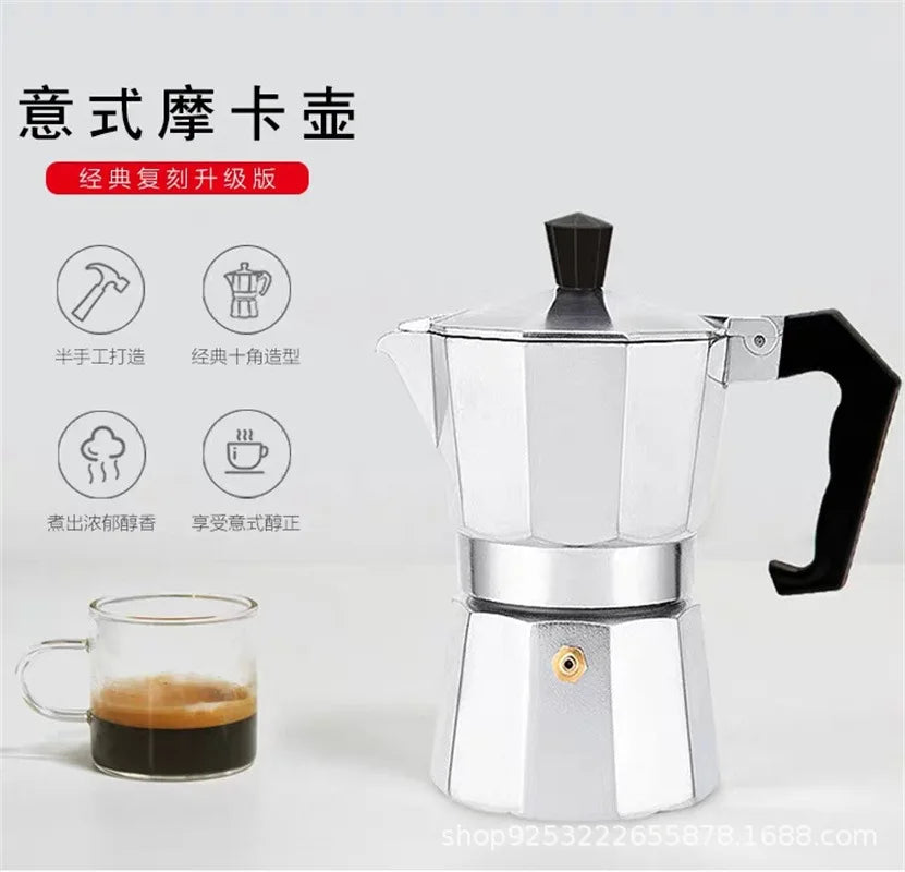 Italian Outdoor Aluminum Mocha Coffee Pot | Portable & Stylish