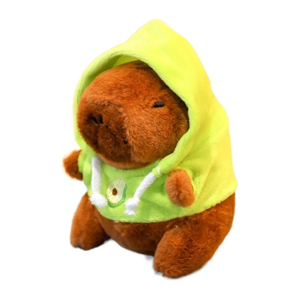 Capybara Plush Toy with Hoodie Wings Small Stuffed Animal Keychain Doll