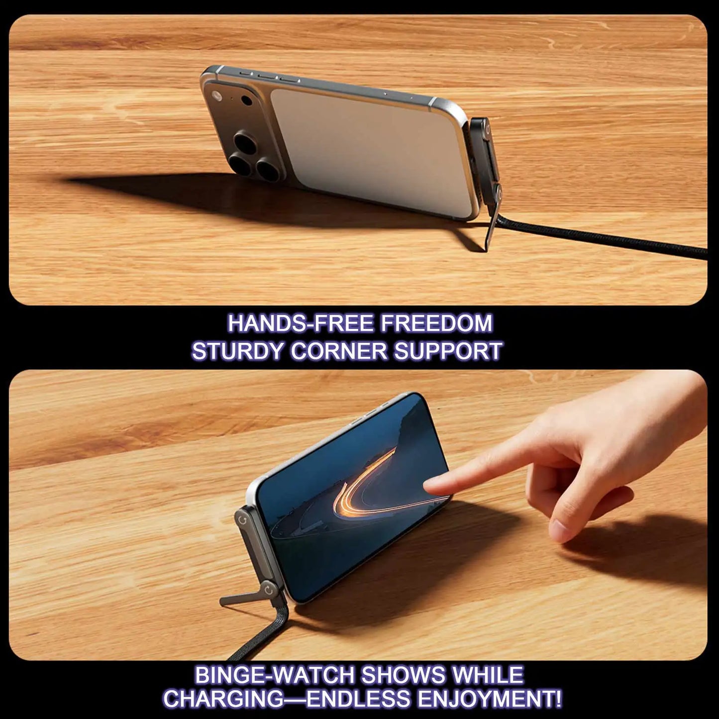 Fast Charge USB-C Braided Cable with Built-in Phone Stand | 240W