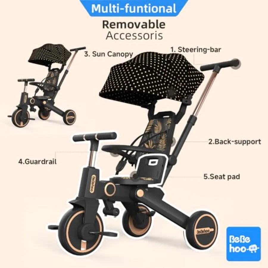 Foldable Toddler Tricycle Stroller | 7-in-1 Fun Riding Solution