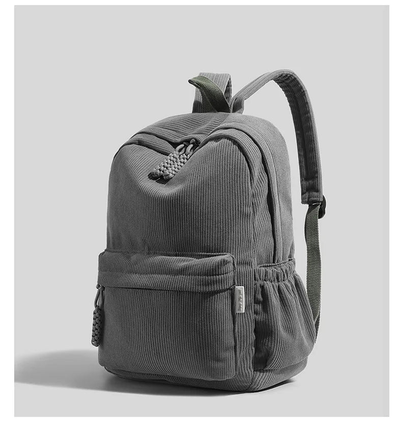 Stylish Neutral Corduroy Backpack | Versatile Large Capacity Daypack