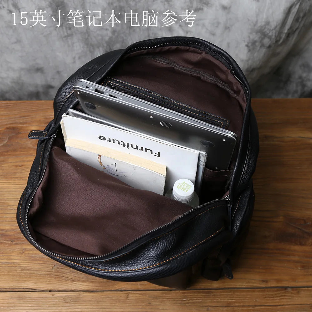Stylish Leather Men's Backpack for Travel & School | 16-Inch Laptop Bag