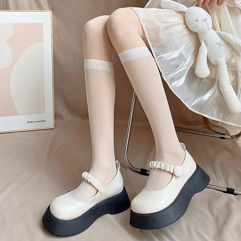 Ultra-Thin Transparent Nylon Mesh Stockings | Summer Knee High Socks