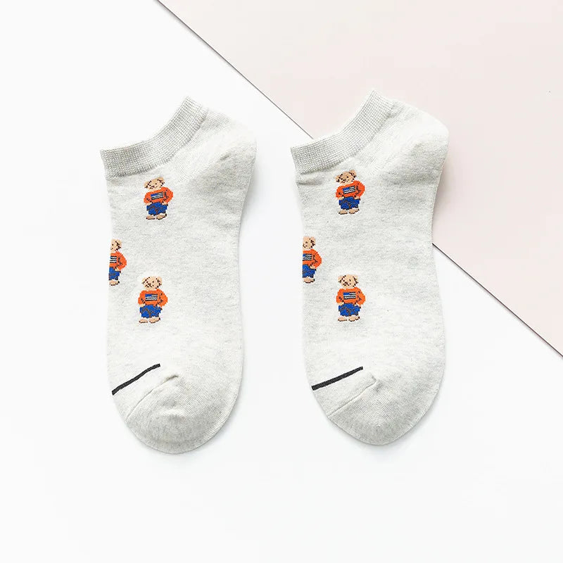 Men's Cartoon Bear Ankle Socks | Fun & Stylish Footwear
