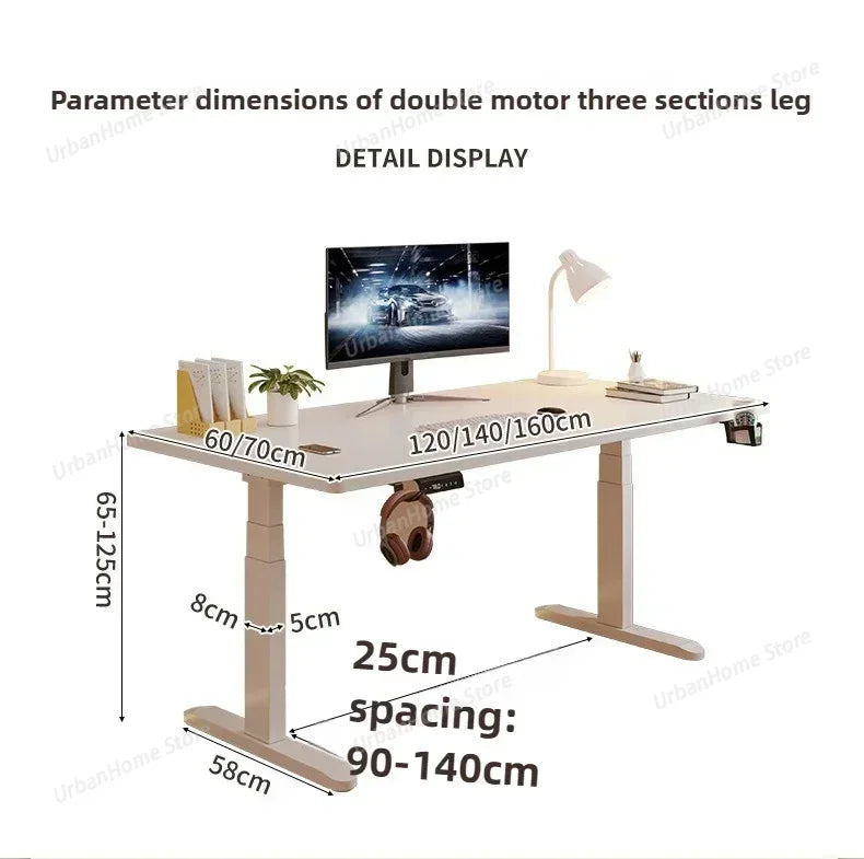 Solid Wood Electric Lifting Table | Versatile Office & Gaming Desk