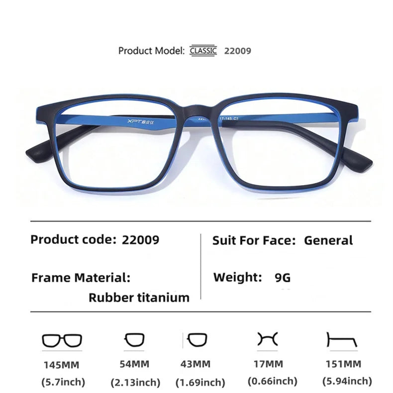 Premium Retro Square Anti Blue Light Prescription Eyewear for Men