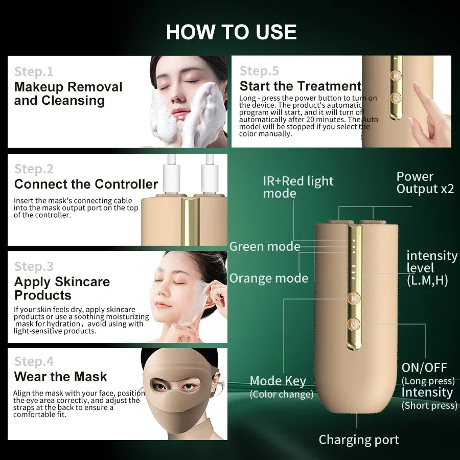 LED Facial Mask for Anti-Aging | Photon Light Therapy Device