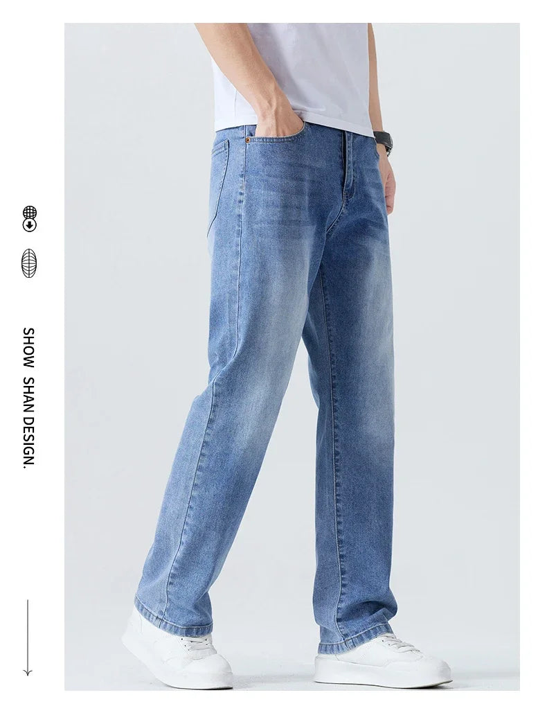 Men's Summer Thin Straight Jeans | Breathable & Comfortable Trousers