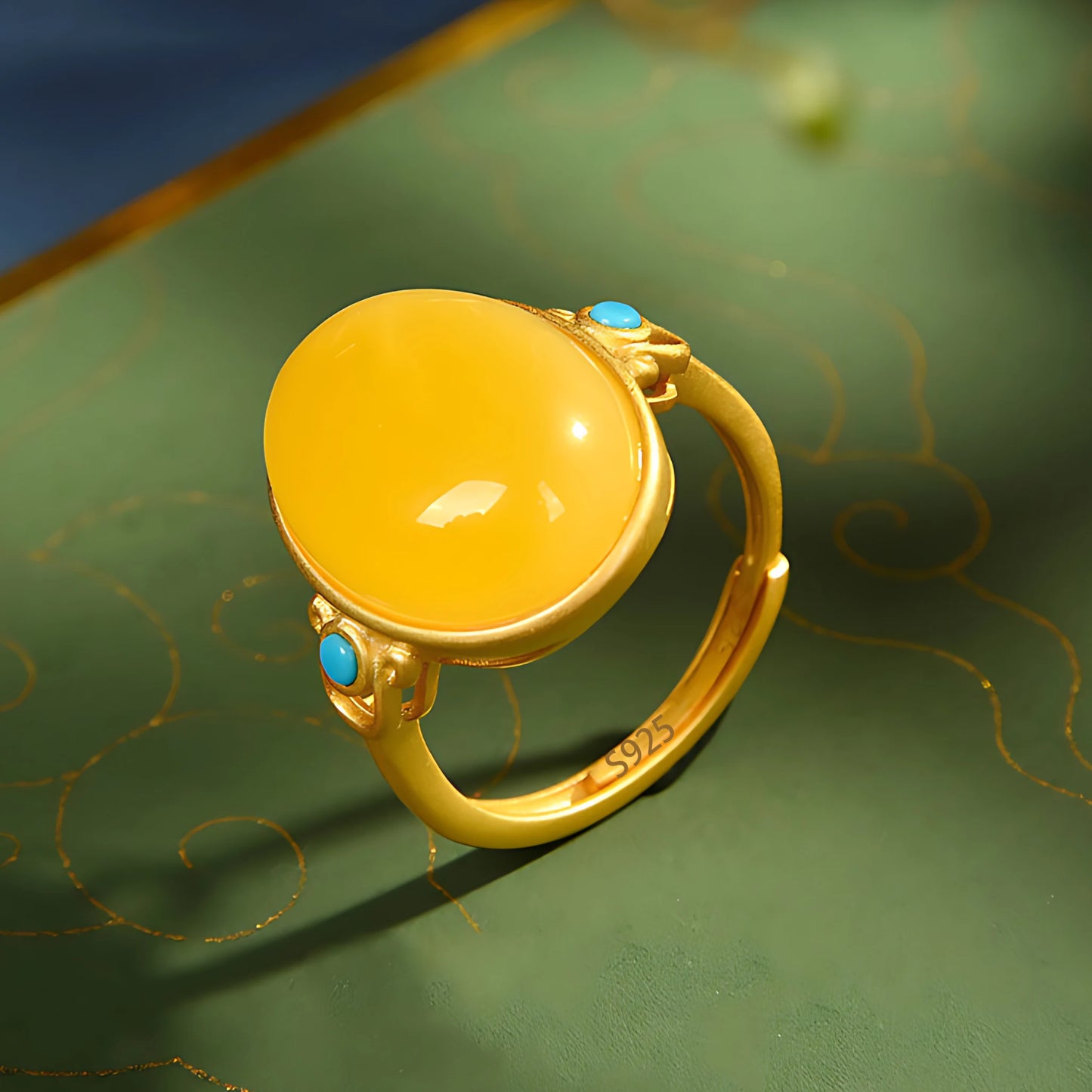 Adjustable Geometric Jade Ring for Women | Vintage Jewelry Gift