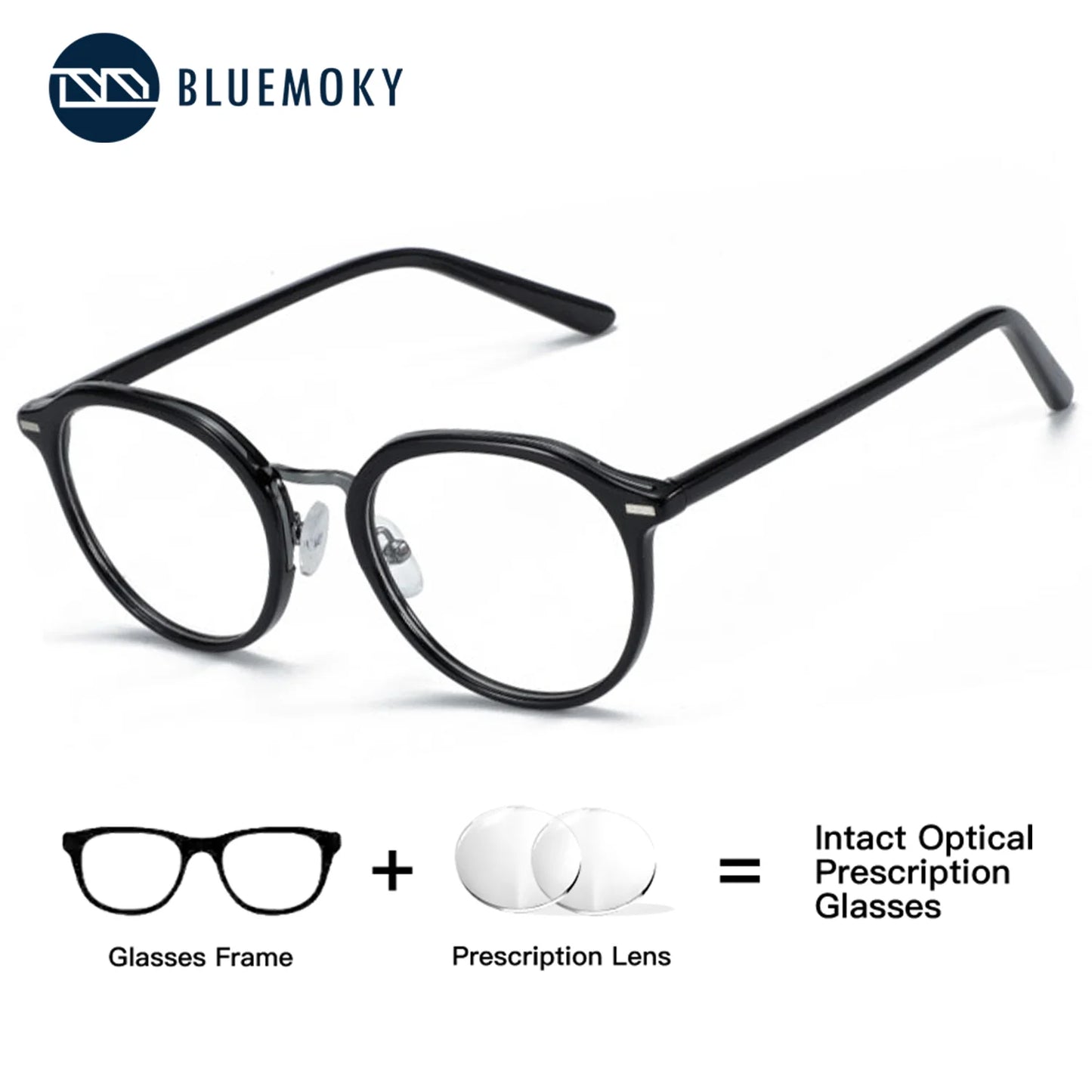 Stylish Round Acetate Prescription Glasses for Women | Anti Blue Light