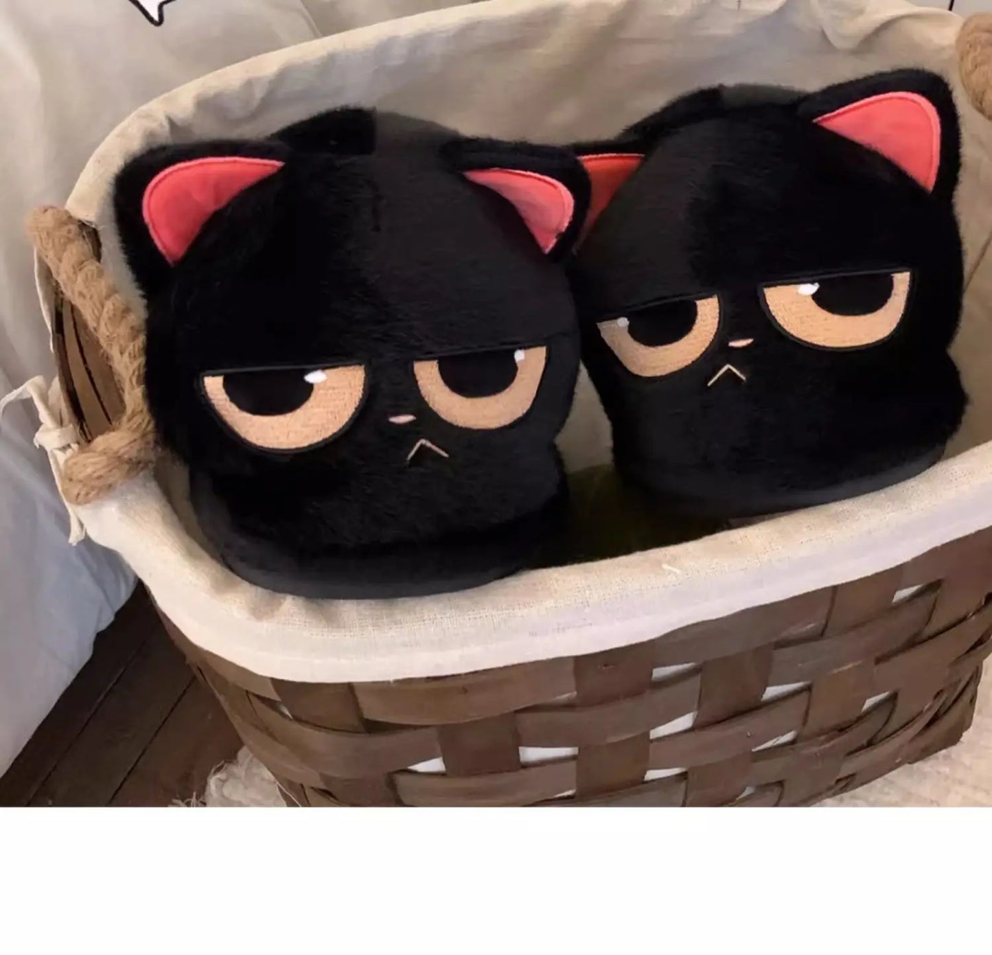 Unisex Cute Cartoon Cat Plush Slippers | Cozy Winter House Shoes