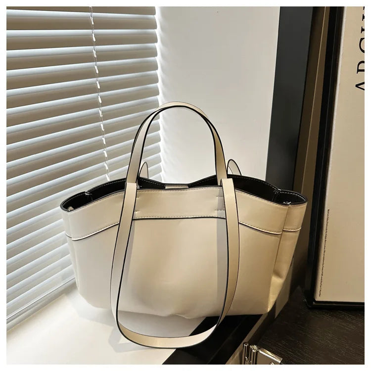 Trendy Women's Large Capacity PU Leather Tote & Crossbody Bag