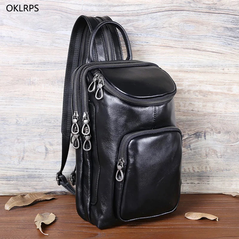 Bandolera de cuero casual para hombre | Mochila elegante para el día a día