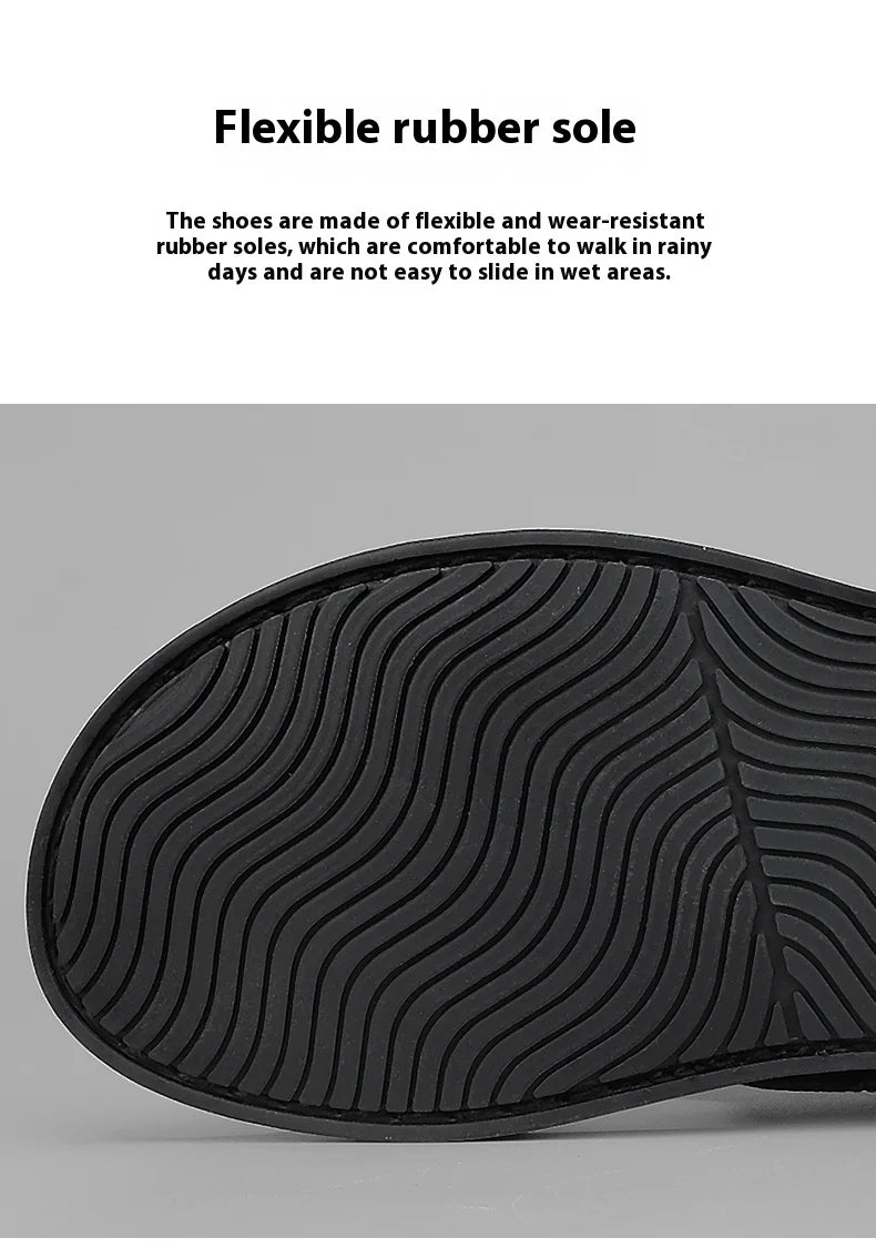 Plus Size Men Leather Slippers Homes In Indoor Slippers Summer Open Toe Sandals Comfy Antiskid Soft Bottom Casual Walking Shoes