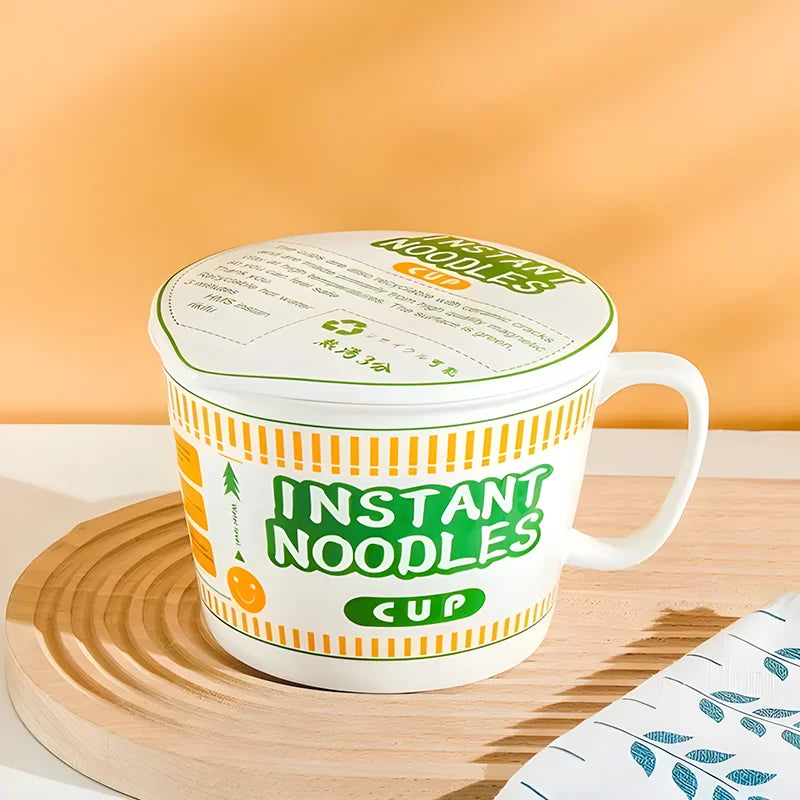 Cuenco de ramen de gran capacidad con asa | Elegante cuenco de cerámica para fideos