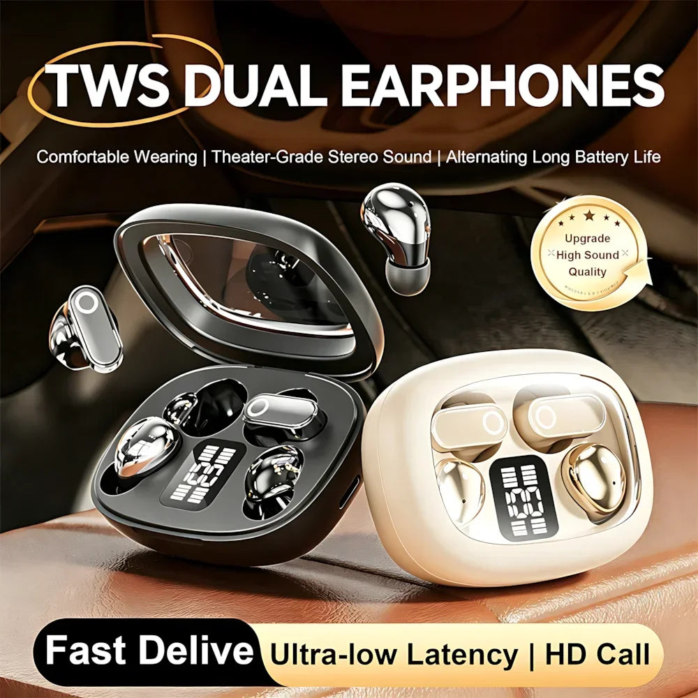 Fashion Plated In-ear Wireless Dual-Earphone Sports Earplugs Long Battery Life ENC Noise Reduction HD Call Couple Creative Gift