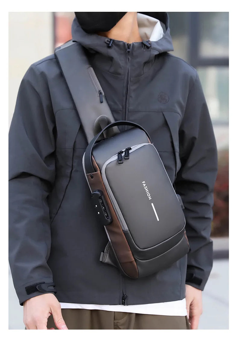 Men's Anti-Theft Chest Bag with USB Port | Waterproof Crossbody Sling