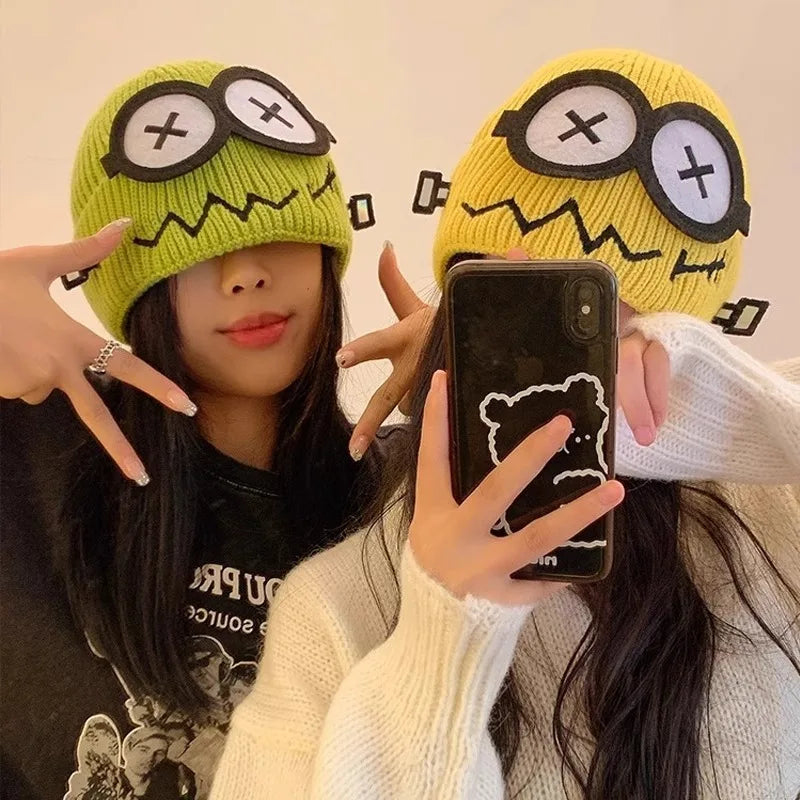 Funny Cute Cartoon Knitted Wool Hat for Women | Cozy Winter Beanie