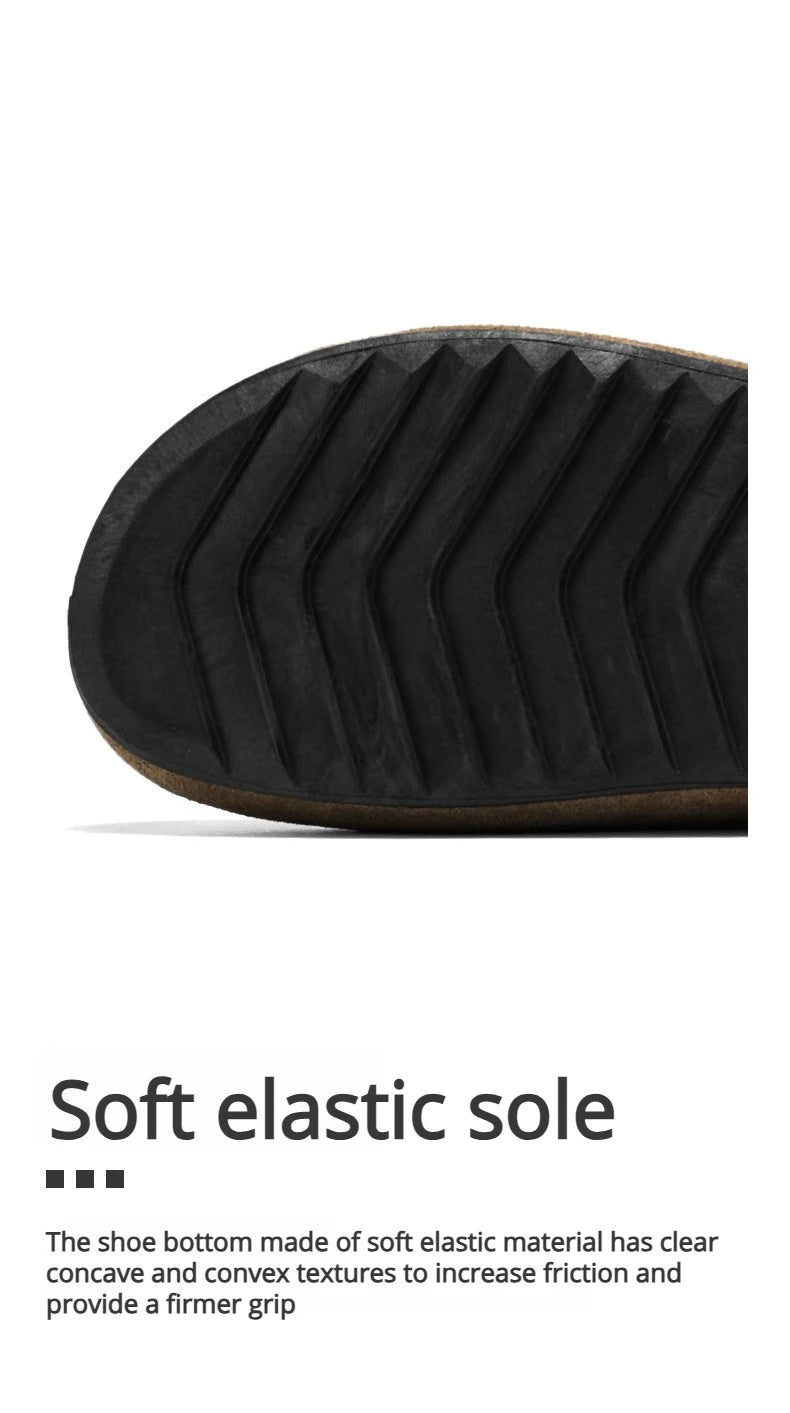 New Men's Slippers New Retro Solid Color Flat Bottom Women's Slingback Shoes Closed Toe Round Toe Suede Clogs Sandals Autumn