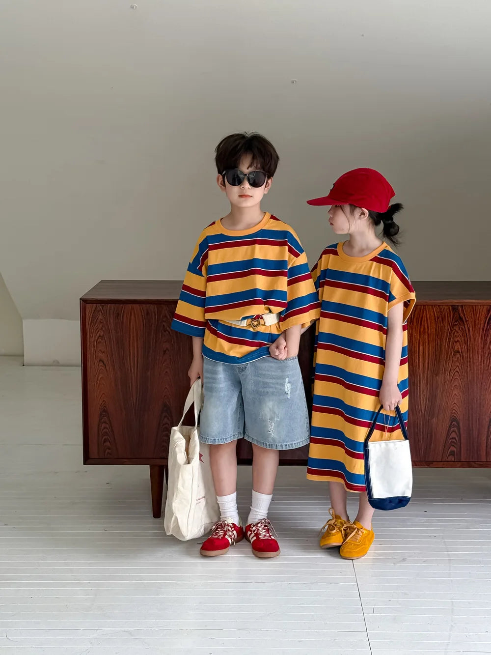 Children's Wide Striped Short-Sleeve T-Shirt for Summer Fun