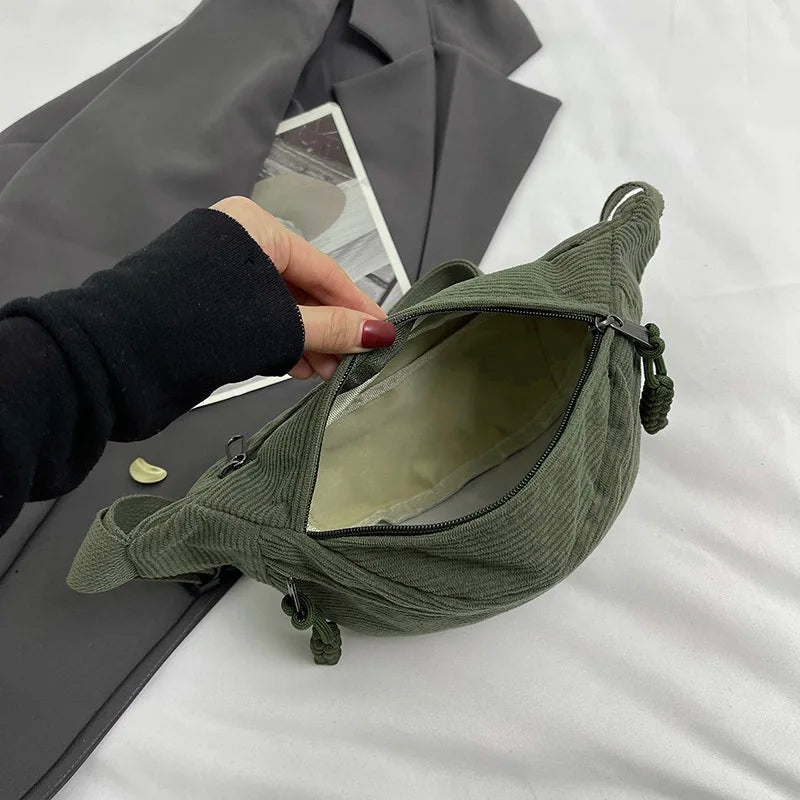 Casual Corduroy Belt Bags for Women | Stylish Fanny Pack