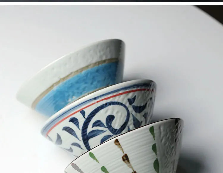 Hand-Painted Rice Bowl Set | Japanese-Style Ceramic Tableware