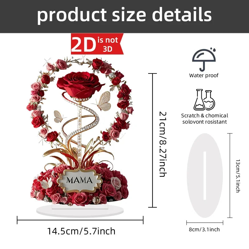 8-inch Flat Acrylic Rose Stand | Perfect Gift for Mom