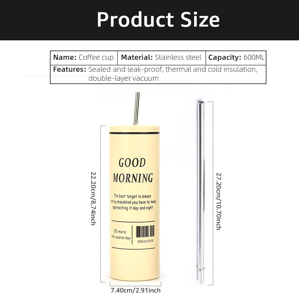 Stainless Steel Double-Layer Coffee Cup | Portable Insulated Mug