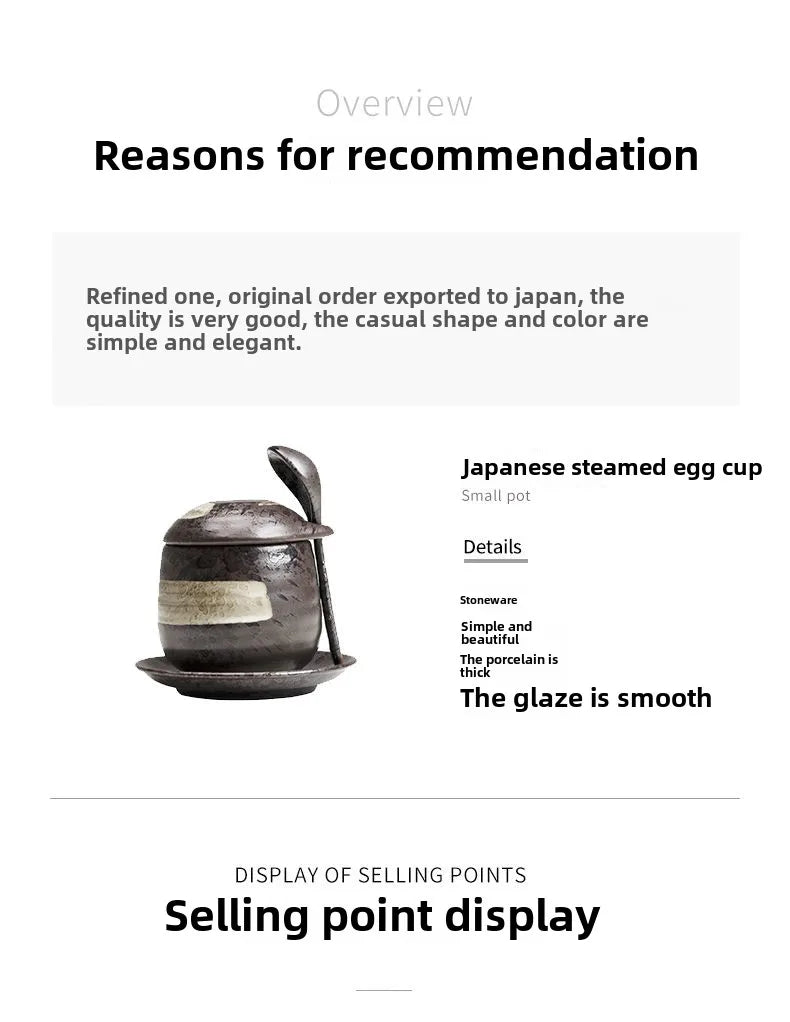 Japanese Retro Ceramic Stew Pot with Lid & Spoon Set | Multifunctional Soup Cup