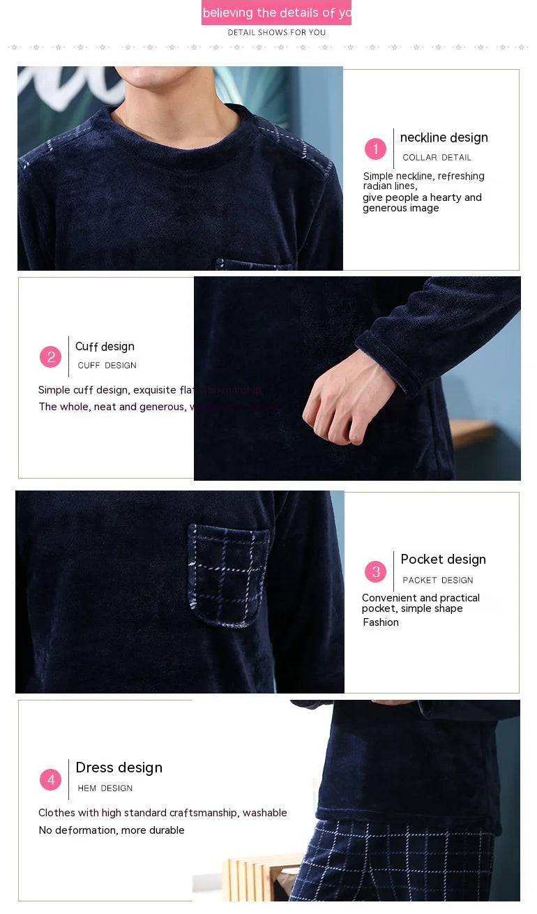 Cozy Flannel Pajamas Set for Couples | Warm Homewear Comfort