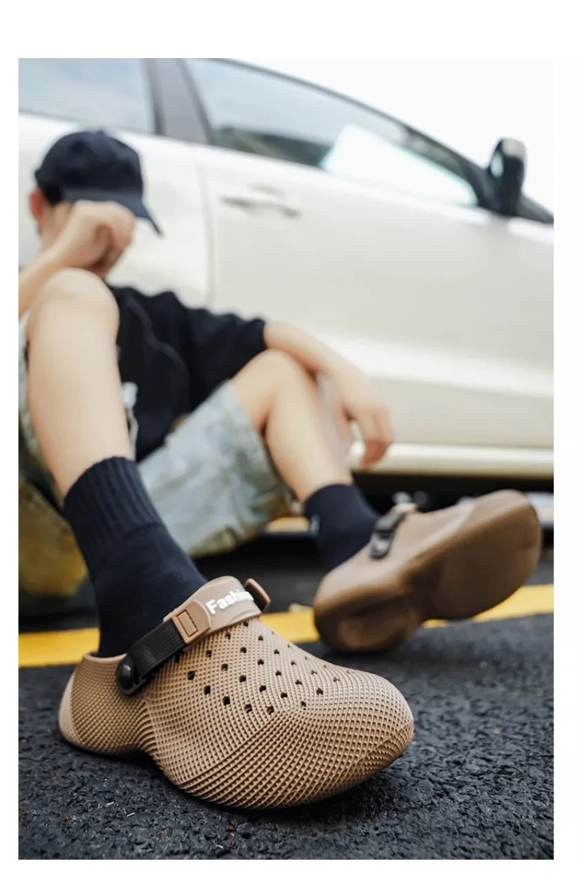 Summer non slip 3D patterned sandals with EVA thick sole for men's and women's beach shoes with a poop like feel