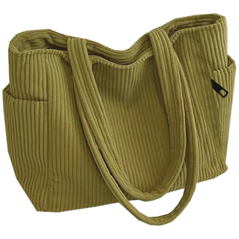 Trendy Multi-color Corduroy Tote Bag | Stylish Lightweight Bag