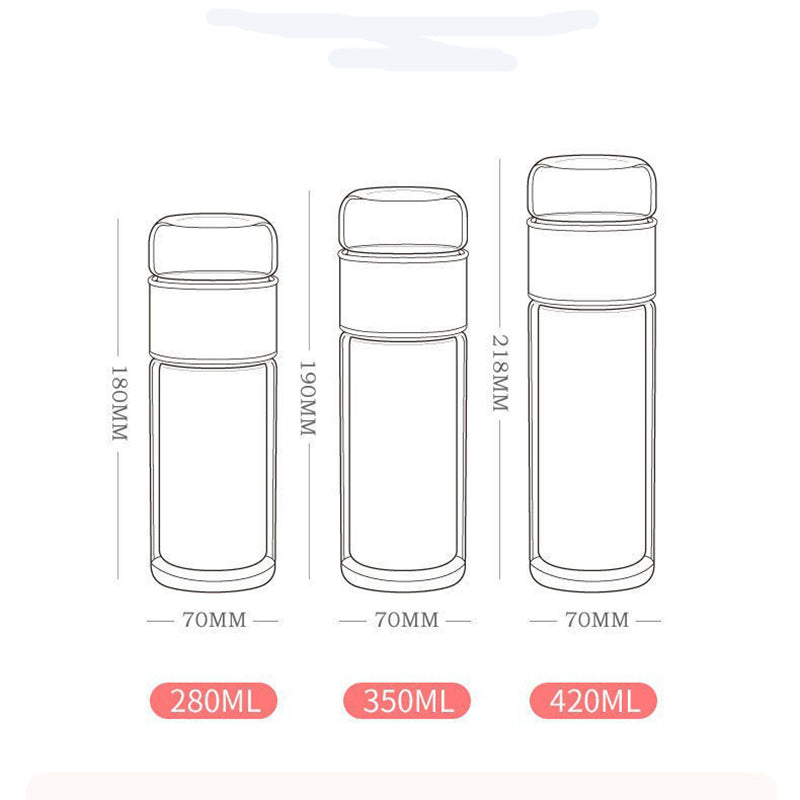 High Borosilicate Glass Tea Water Bottle | Double Layer Infuser