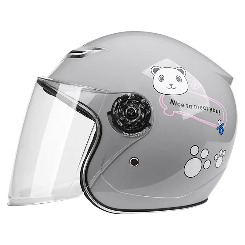 Casco Infantil de Medio Rostro con Diseño de Caricaturas | Seguridad y Diversión para Niños