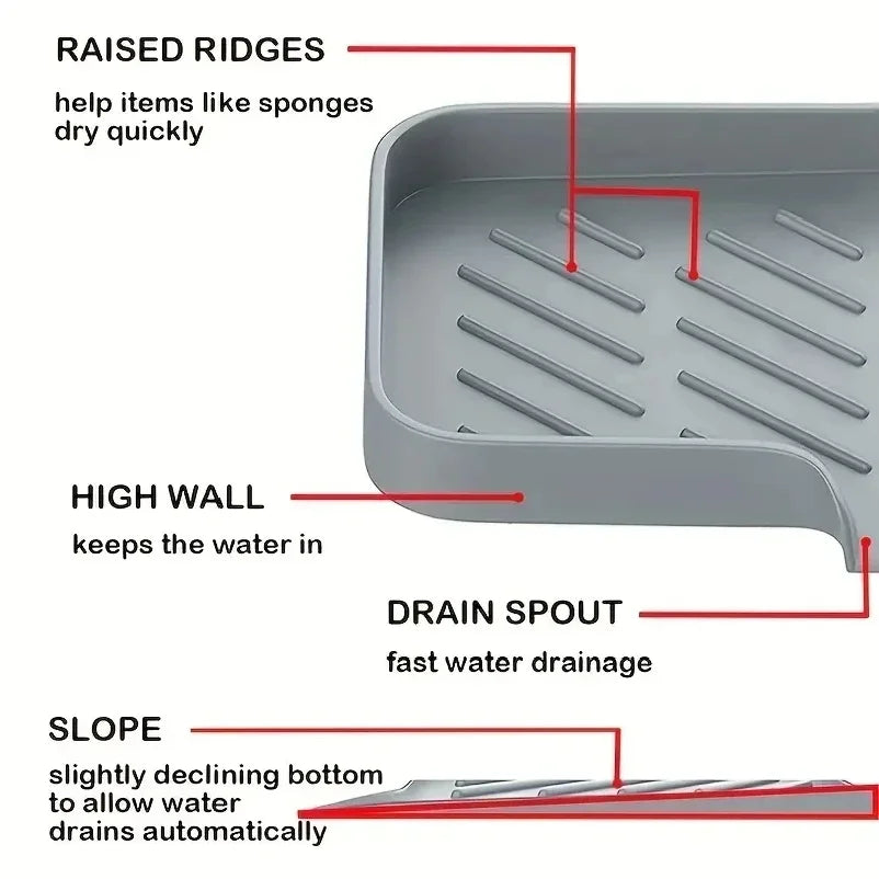 Versatile Silicone Kitchen Storage Rack Tray with Drainage Solution