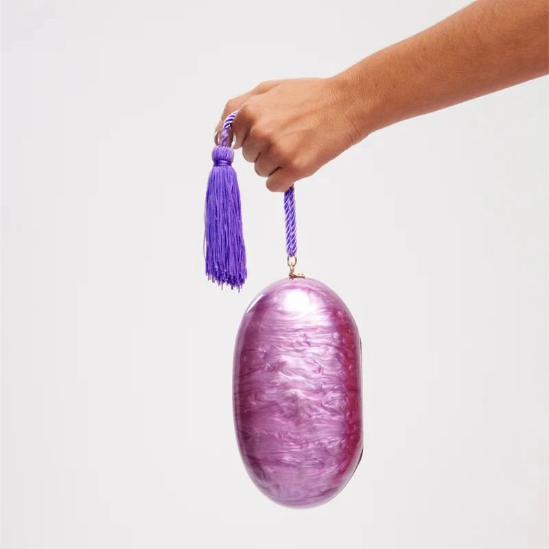 Chic Egg Shape Fringed Clutch Bag for Women | Perfect Evening Purse