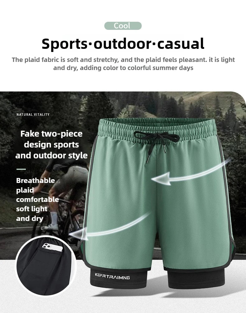 Men's 2-in-1 Camo Running Shorts | Quick Dry Gym Wear