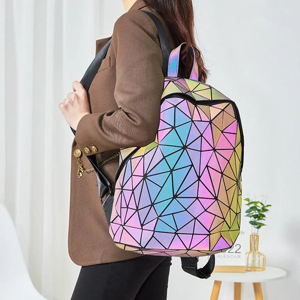 Luminous Geometric Women's Backpack | Stylish Schoolbag for All