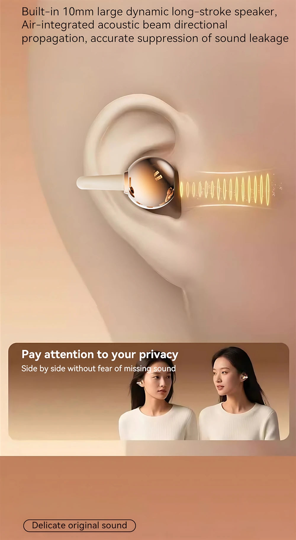 Wireless Earphones Open In-ear Type HIFI Bass 2in1 Bluetooth Headset High-definition Electric Quantity Digital Display Earplugs