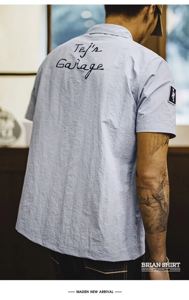 Men's Gray Printed Cuban Collar Shirt | Lightweight Summer Top