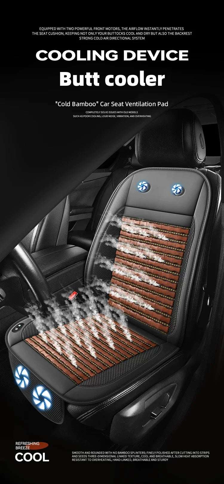 Summer Car Cooling Seat Cover with Fans | Universal Ventilation Cushion
