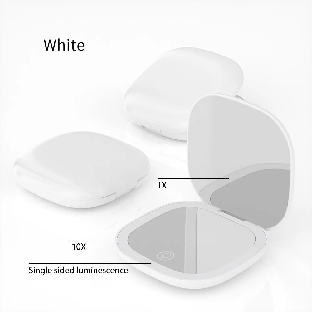Portable Compact LED Makeup Mirror with 5x/10x Magnification