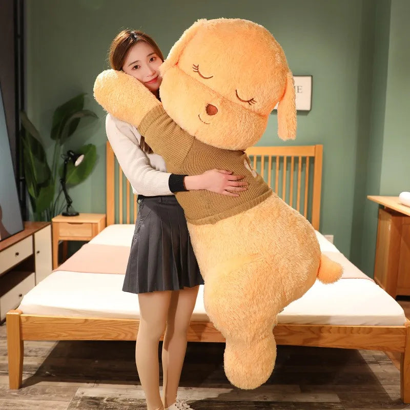 Lovely Giant Plush Dog Pillow | Soft Sweater Dog Stuffed Toy