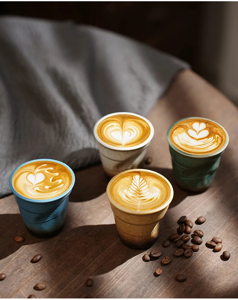 Creative Japanese Retro Ceramic Coffee Mugs | Stylish Latte Cups