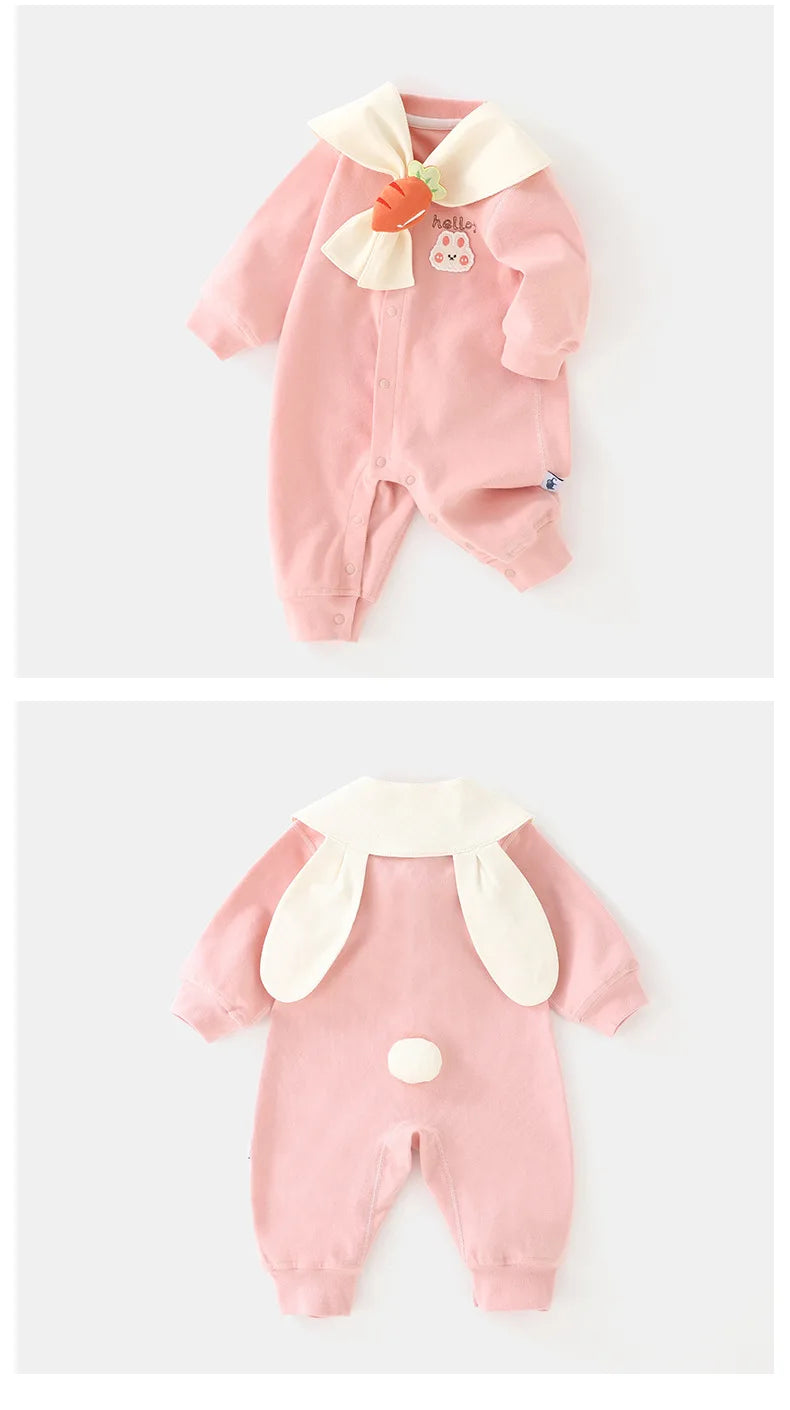 Infant Navy Collar Long Sleeve Romper | Stylish Baby Outfit